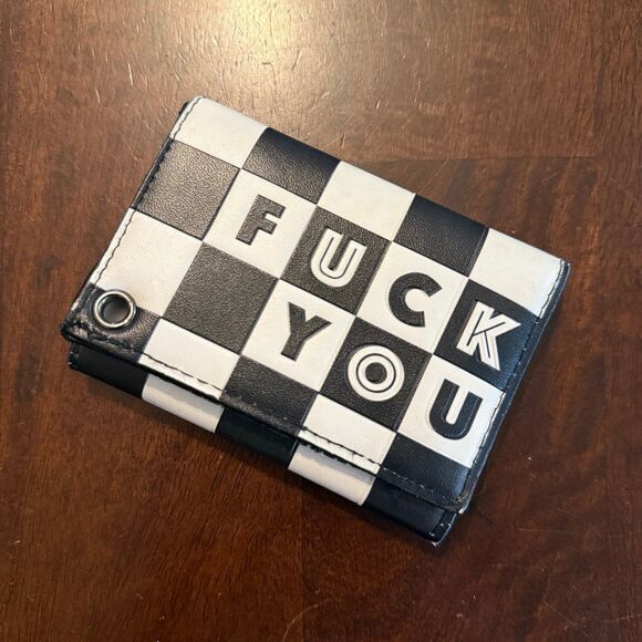 Other - Black & White Checkerboard Statement Wallet Snap Closure